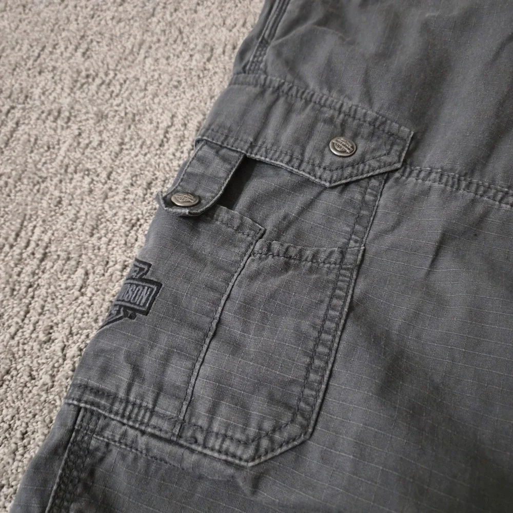 Harley Davidson Mens Gray Ripstop Cargo Tactical Pants 38x30 Biker Logo - Picture 5 of 10